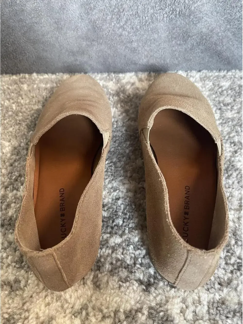 Lucky Brand Beige Suede Slip-On Loafers